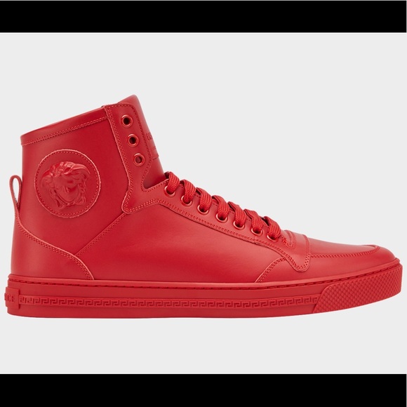 New $895 Versace Red Leather Medusa High Top Shoes NWT New $895 Versace Red Leather Medusa High Top Shoes NWT